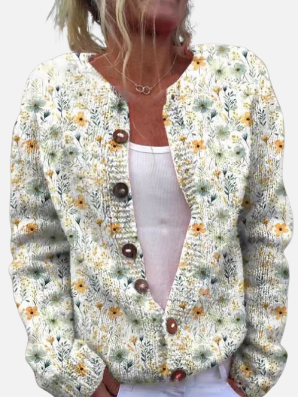 Fleur | Gebreid Vest met Bloemenprint