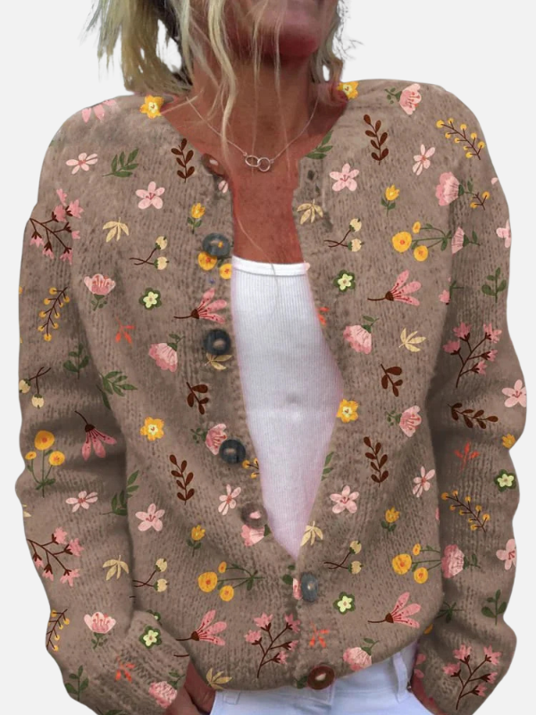 Fleur | Gebreid Vest met Bloemenprint