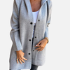 Eva | Gebreid Vest met Capuchon en Knopen