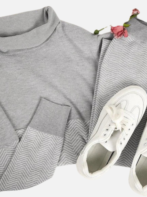 Eva | Gebreide Set met Coltrui en Wijde Broek
