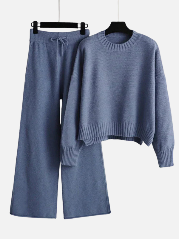 Eva | Gebreide Set met Trui en Wijde Broek