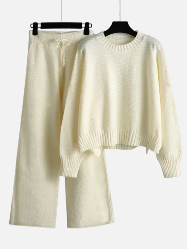Eva | Gebreide Set met Trui en Wijde Broek