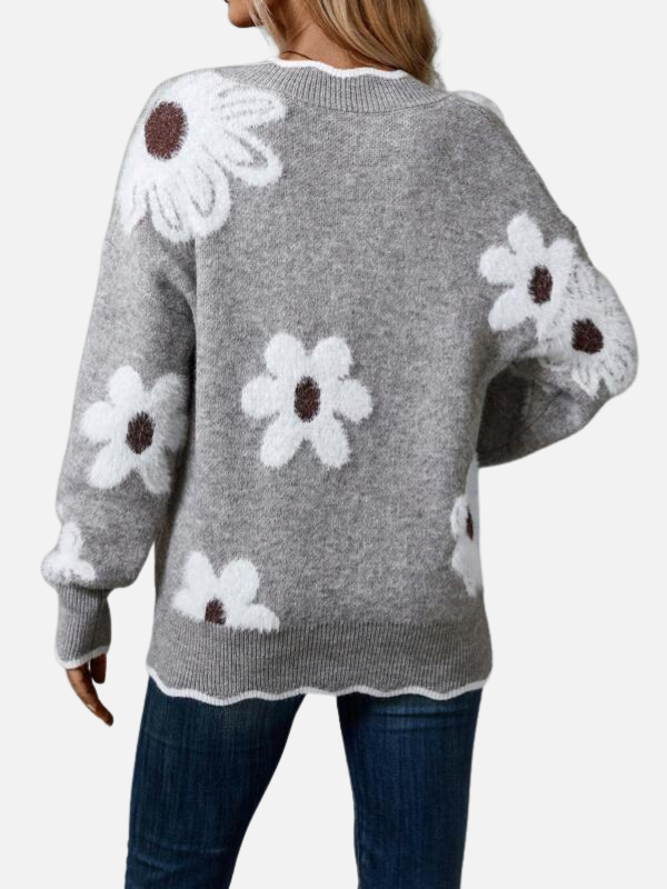 Fleur | Gebreide Trui met Bloemenmotief