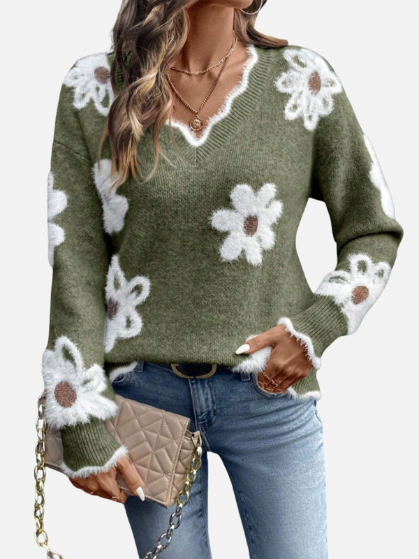 Fleur | Gebreide Trui met Bloemenmotief