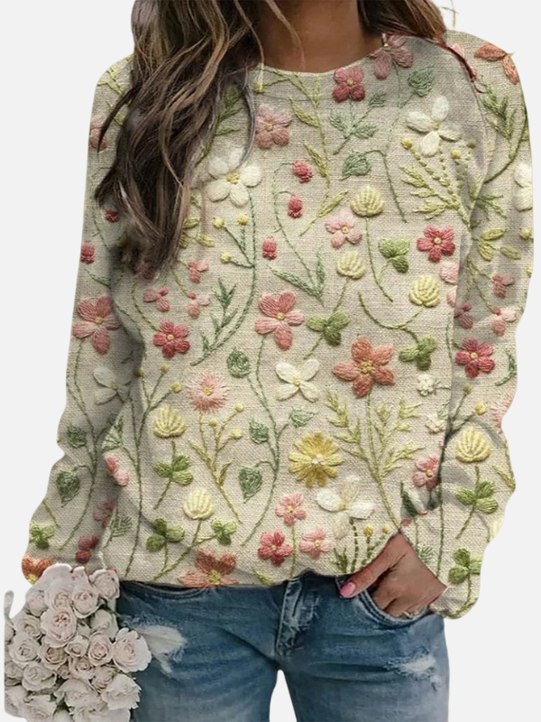 Fleur | Gebreide Trui met Bloemenprint