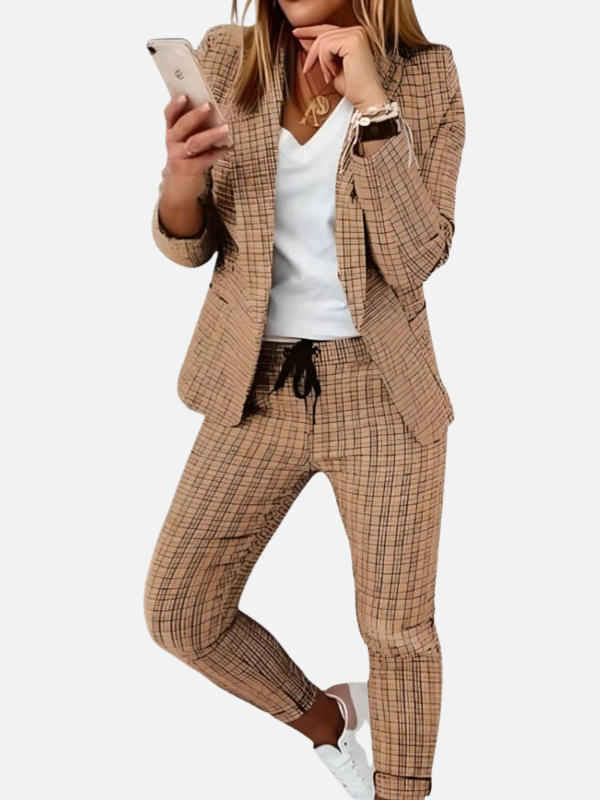 Sophie | Geruit Mantelpak met Blazer en Broek