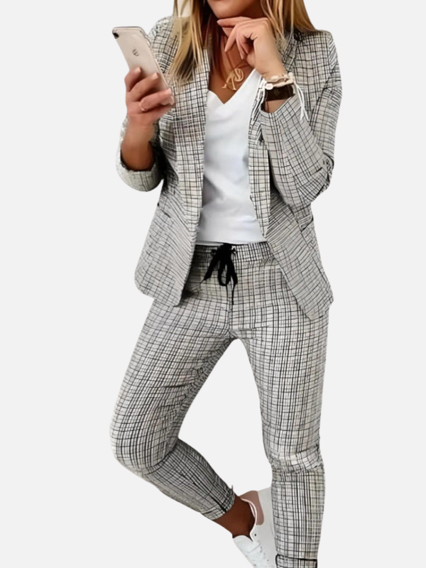Sophie | Geruit Mantelpak met Blazer en Broek