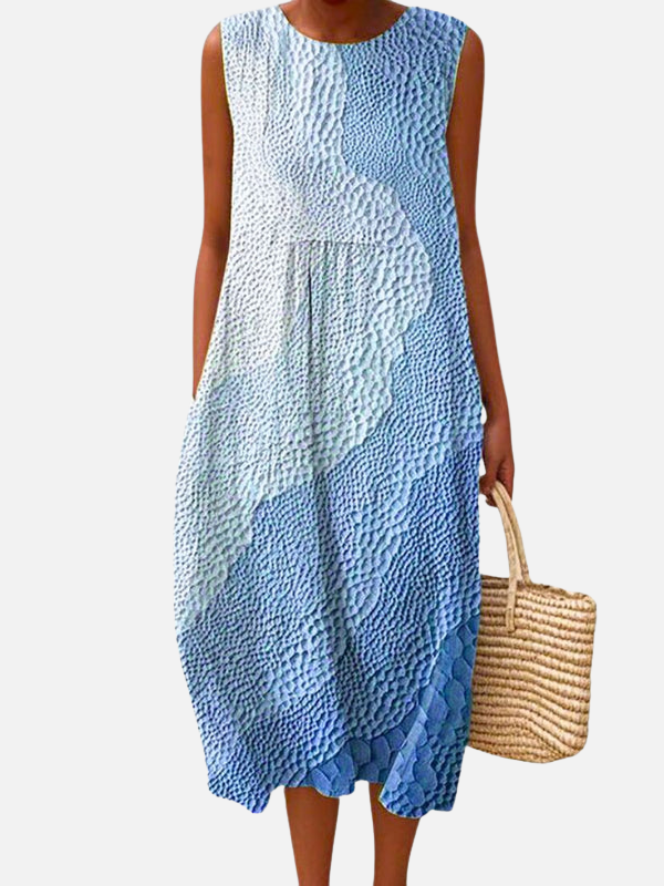 Sara | Geruite Mouwloze Midi-Jurk