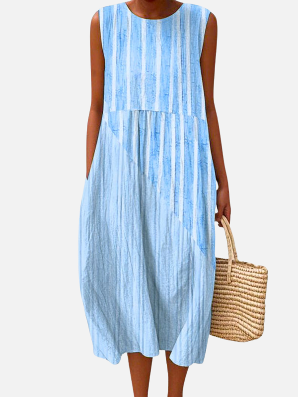 Sara | Geruite Mouwloze Midi-Jurk