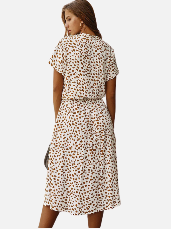 Sara | Gestippelde Midi Blousejurk