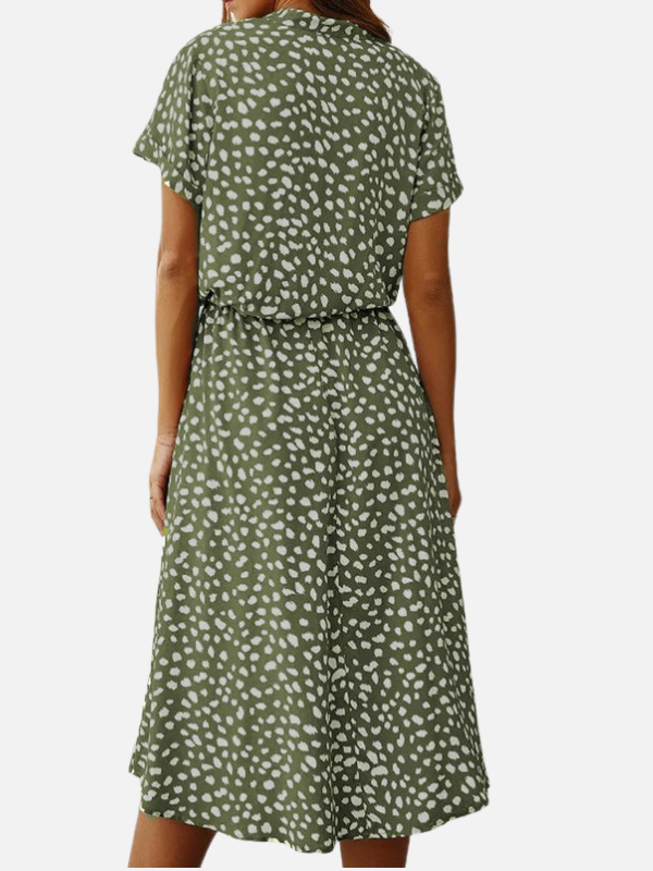 Sara | Gestippelde Midi Blousejurk