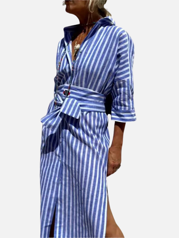 Sara | Gestreepte Blousejurk met Ceintuur