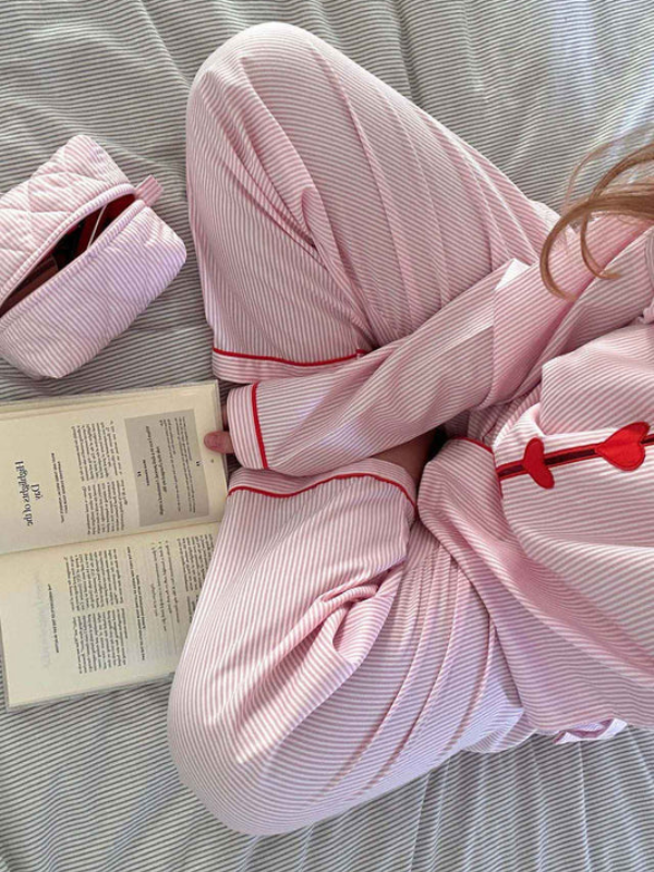 Sanne | Gestreepte Pyjama Set met Hartjes