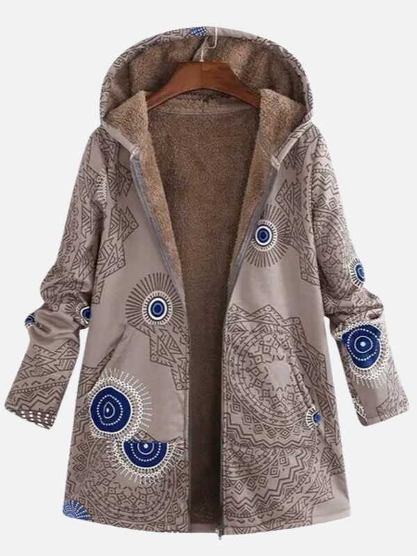 Iris | Gevoerde Winterjas met Etnische Print