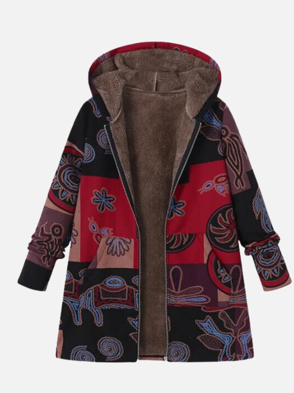 Iris | Gevoerde Winterjas met Etnische Print