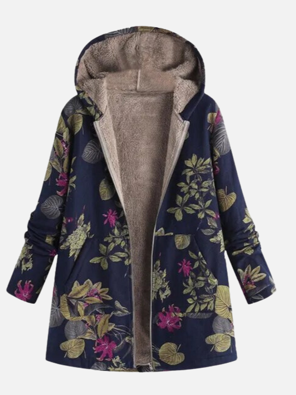 Iris | Gevoerde Winterjas met Etnische Print