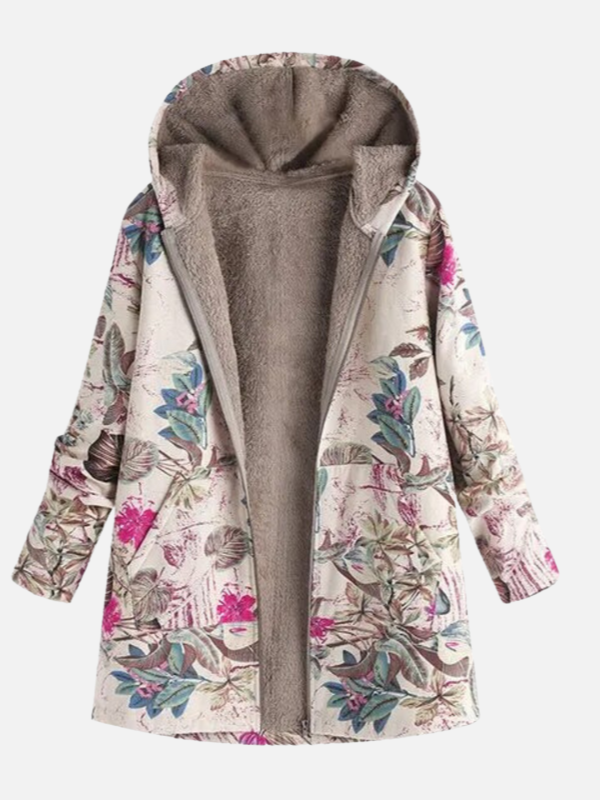 Iris | Gevoerde Winterjas met Etnische Print
