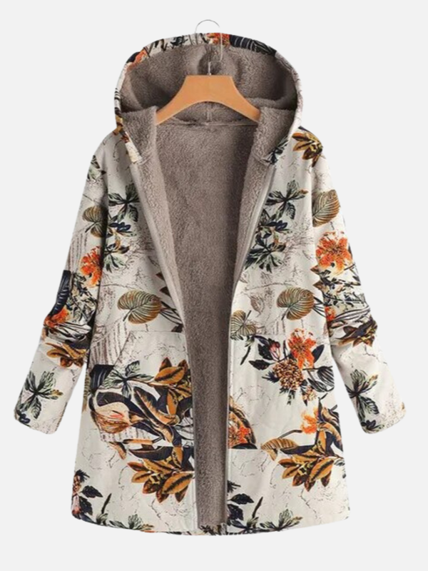 Iris | Gevoerde Winterjas met Etnische Print
