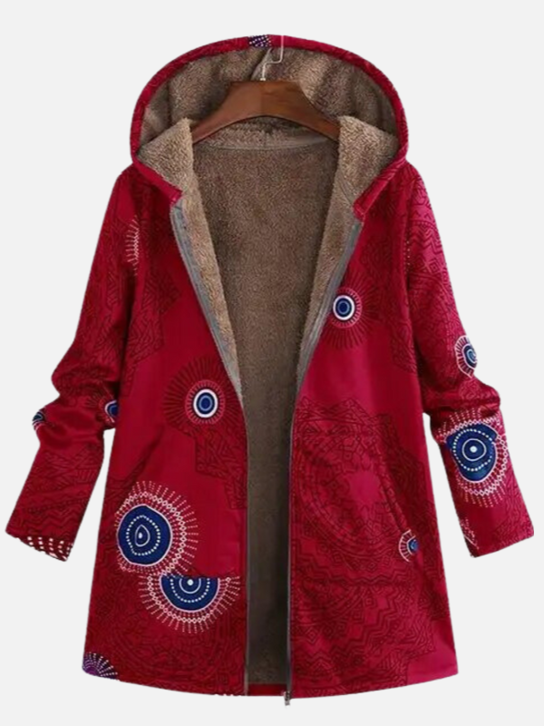 Iris | Gevoerde Winterjas met Etnische Print