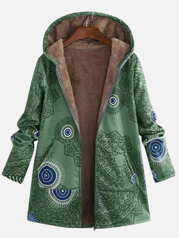Iris | Gevoerde Winterjas met Etnische Print