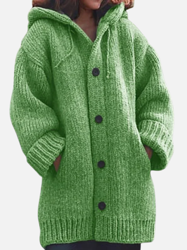 Fleur | Grofgebreid Lang Vest met Capuchon