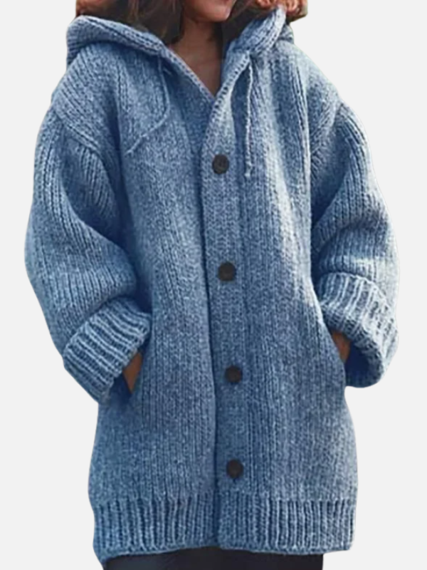 Fleur | Grofgebreid Lang Vest met Capuchon
