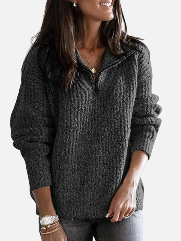 Sara | Halfzip Trui met Capuchon