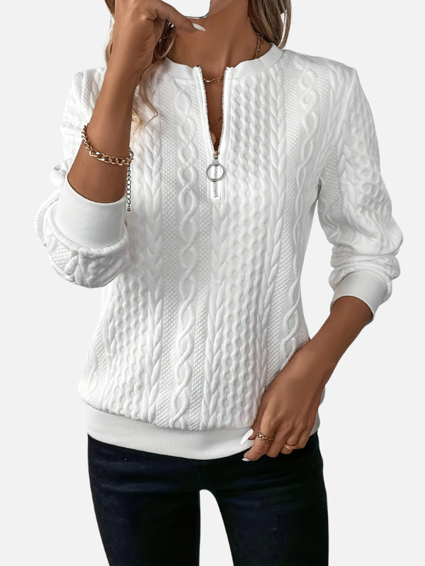 Nina | Halfzip Trui met Kabelpatroon