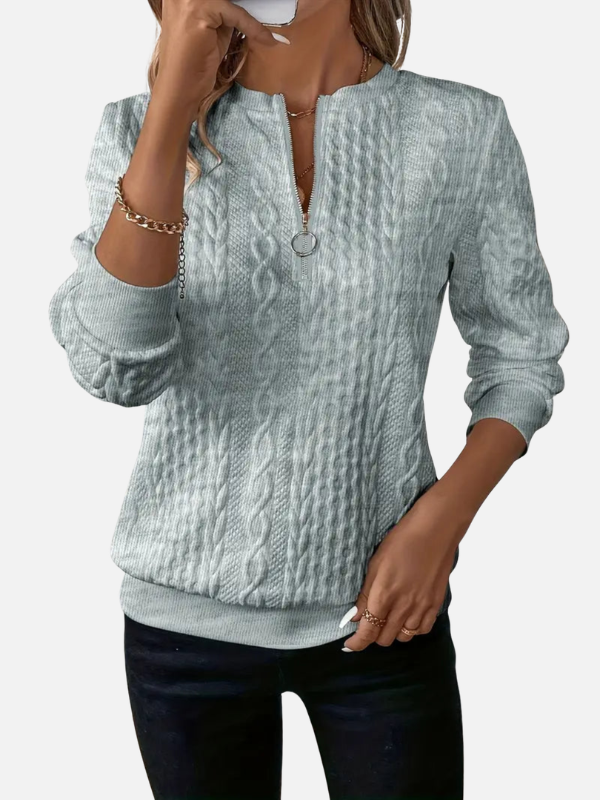 Nina | Halfzip Trui met Kabelpatroon
