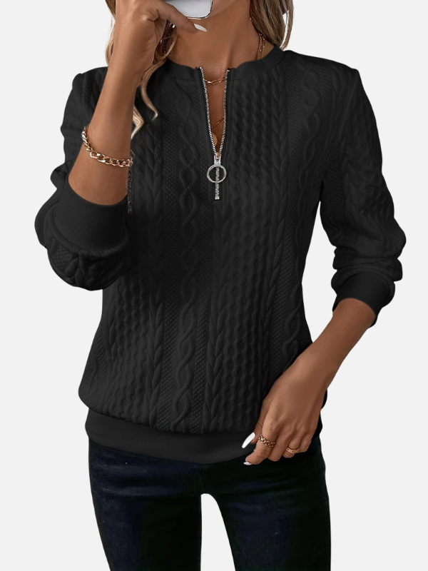 Nina | Halfzip Trui met Kabelpatroon
