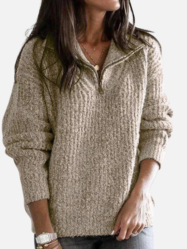 Sara | Halfzip Trui met Staande Kraag