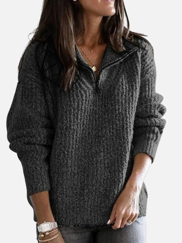 Sara | Halfzip Trui met Staande Kraag