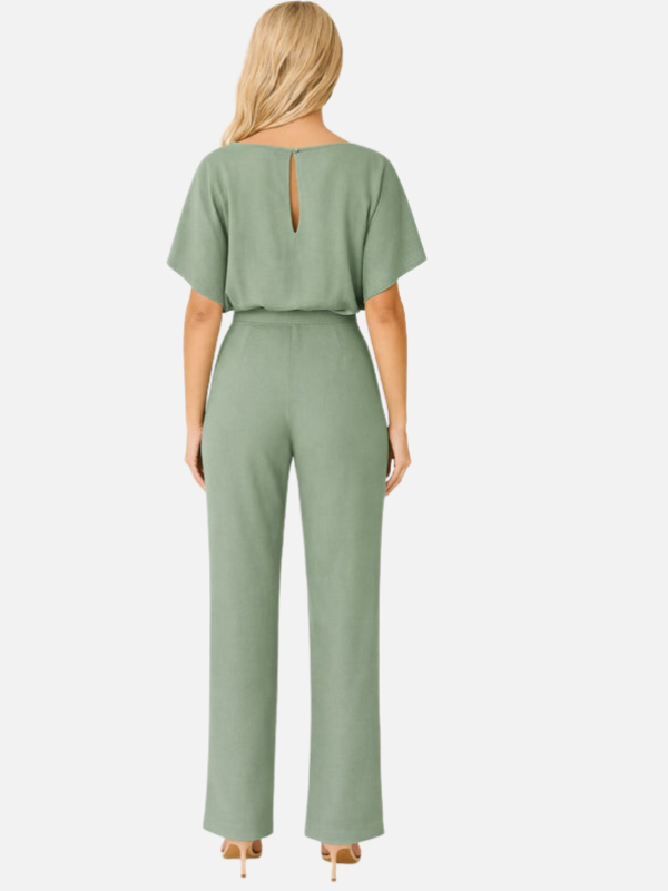 Eva | Jumpsuit met Wijde Pijpen en Ceintuur