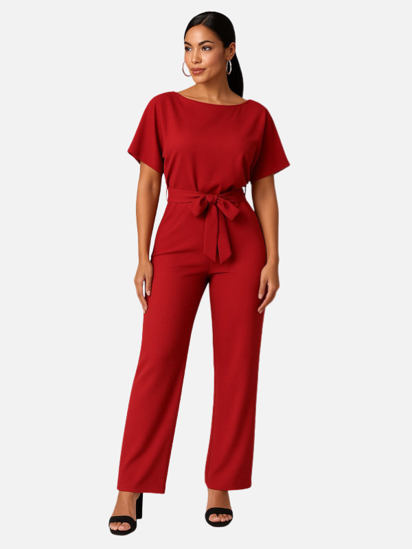 Eva | Jumpsuit met Wijde Pijpen en Ceintuur