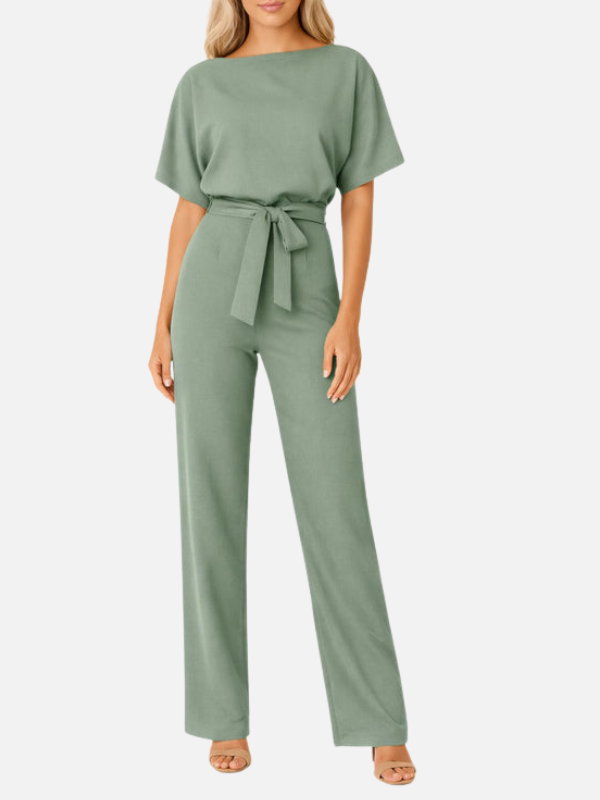 Eva | Jumpsuit met Wijde Pijpen en Ceintuur