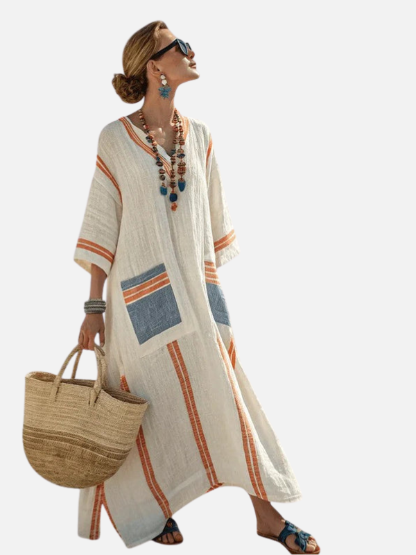 Sara | Kaftan Maxi-Jurk met V-Hals