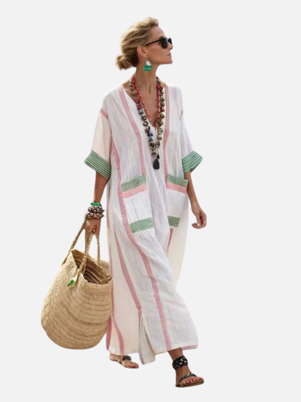 Sara | Kaftan Maxi-Jurk met V-Hals