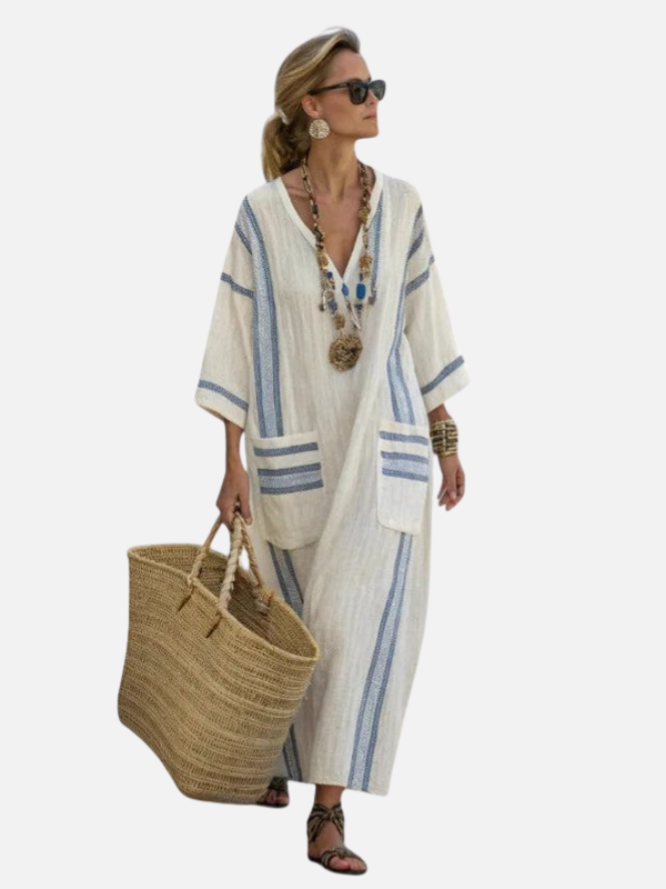 Sara | Kaftan Maxi-Jurk met V-Hals