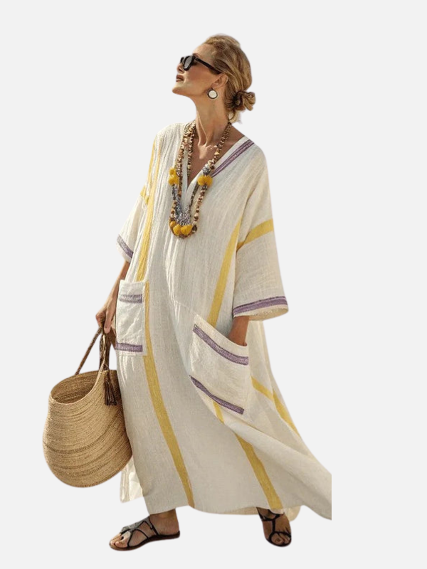 Sara | Kaftan Maxi-Jurk met V-Hals