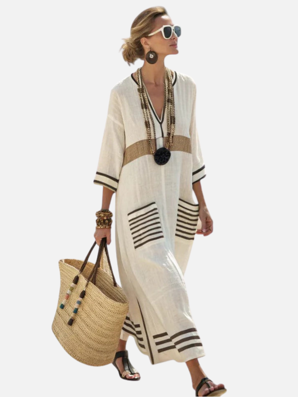 Sara | Kaftan Maxi-Jurk met V-Hals