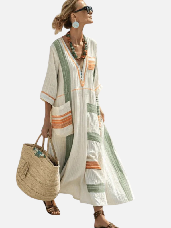 Sara | Kaftan Maxi-Jurk met V-Hals