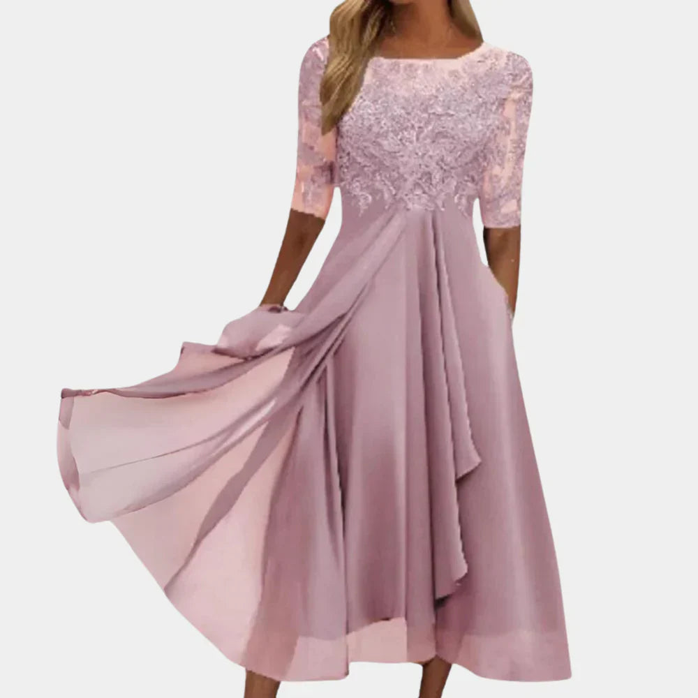 Sara | Kanten Avondjurk met Chiffon Rok