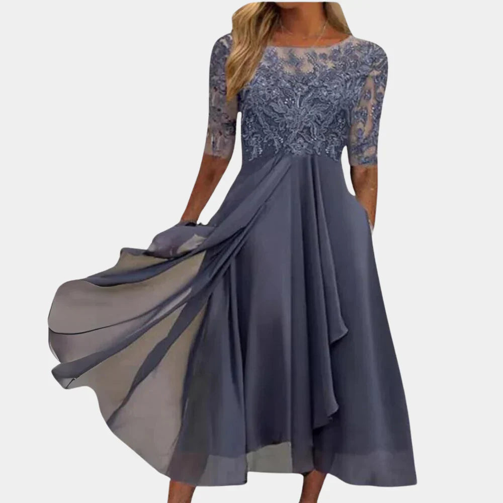 Sara | Kanten Avondjurk met Chiffon Rok