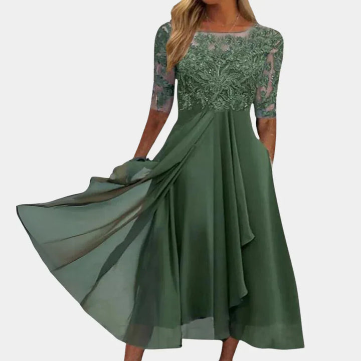 Sara | Kanten Avondjurk met Chiffon Rok