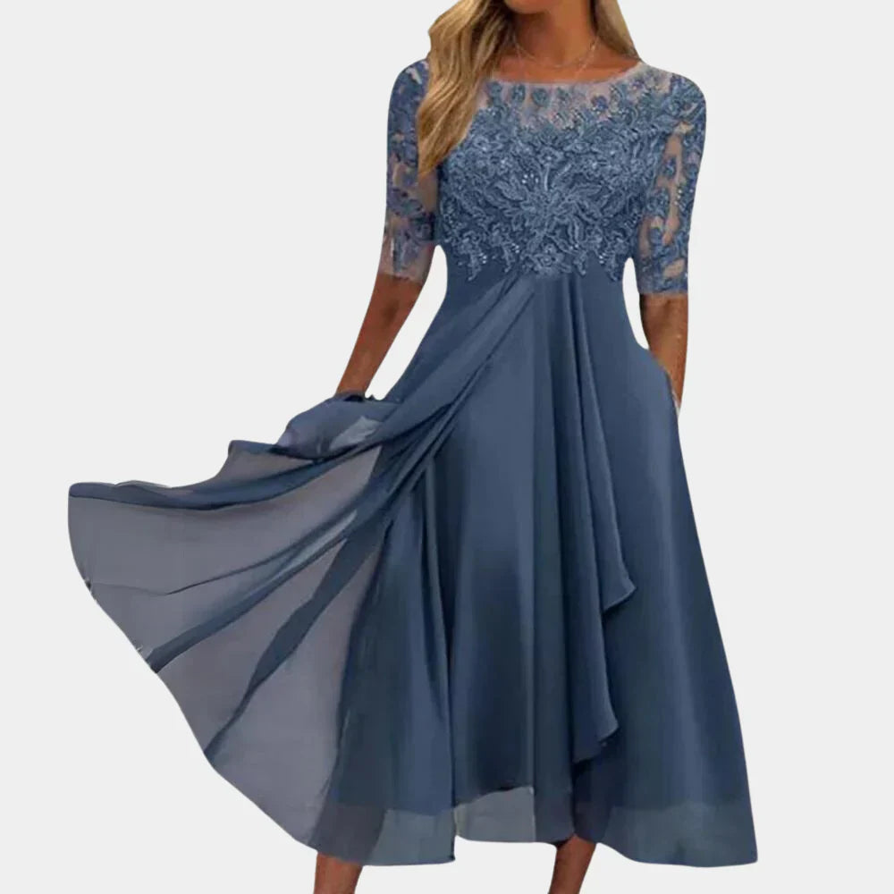 Sara | Kanten Avondjurk met Chiffon Rok