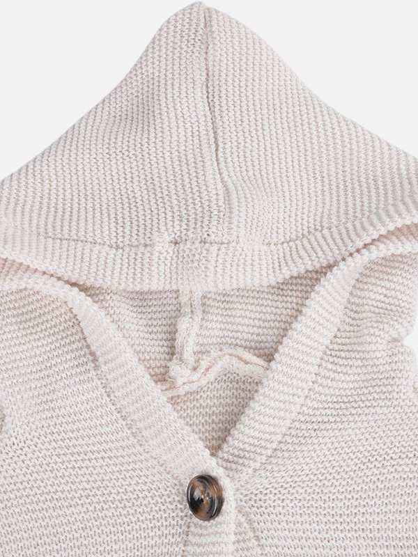 Sara | Lang Grofgebreid Vest met Capuchon