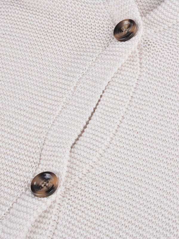 Sara | Lang Grofgebreid Vest met Capuchon