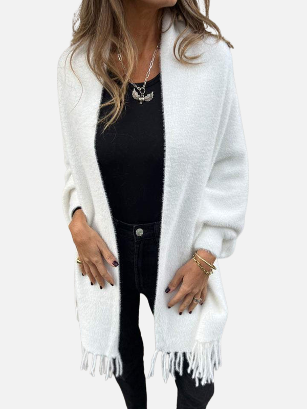 Lotte | Lang Pluche Gebreid Vest met Franjes