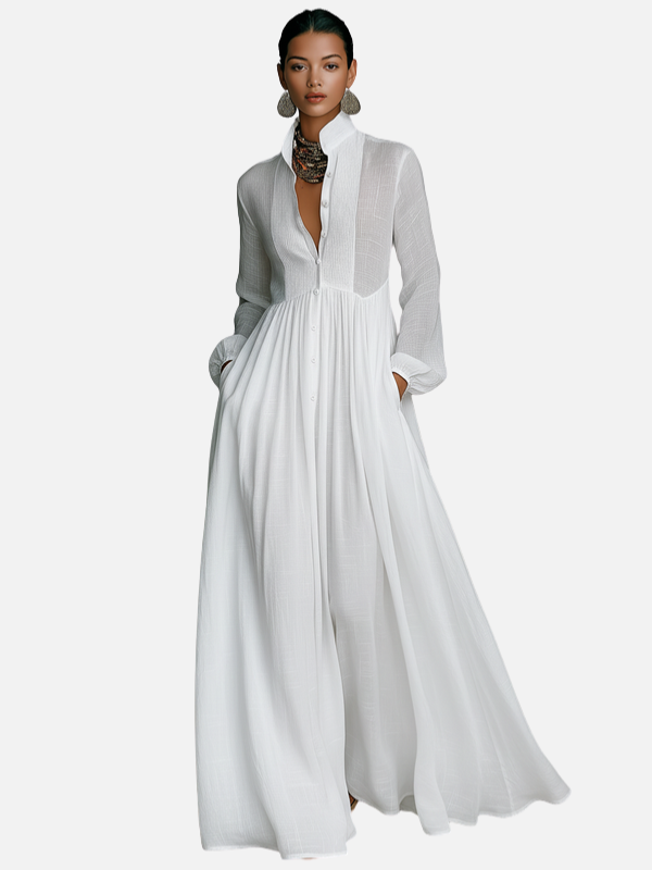 Iris | Lange Blousejurk met Knopen