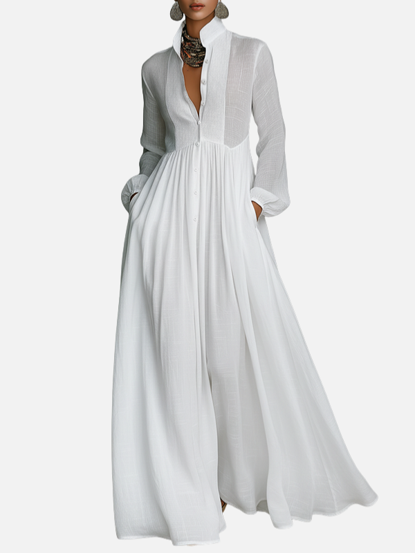 Iris | Lange Blousejurk met Knopen